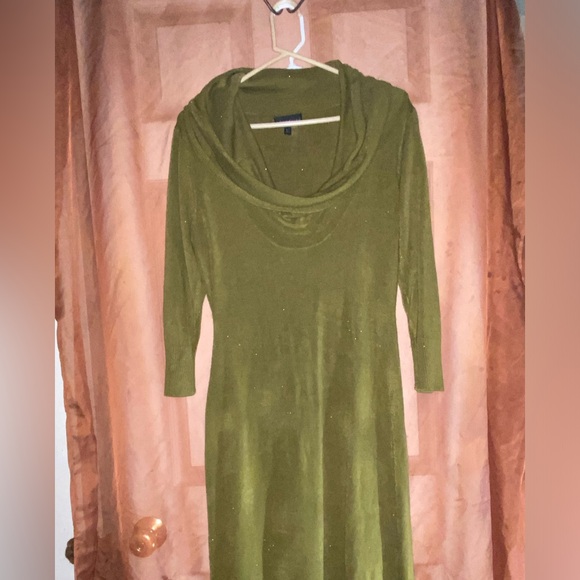 “Connected Apparel”Sweater Dress Swoop Neck - Picture 3 of 3